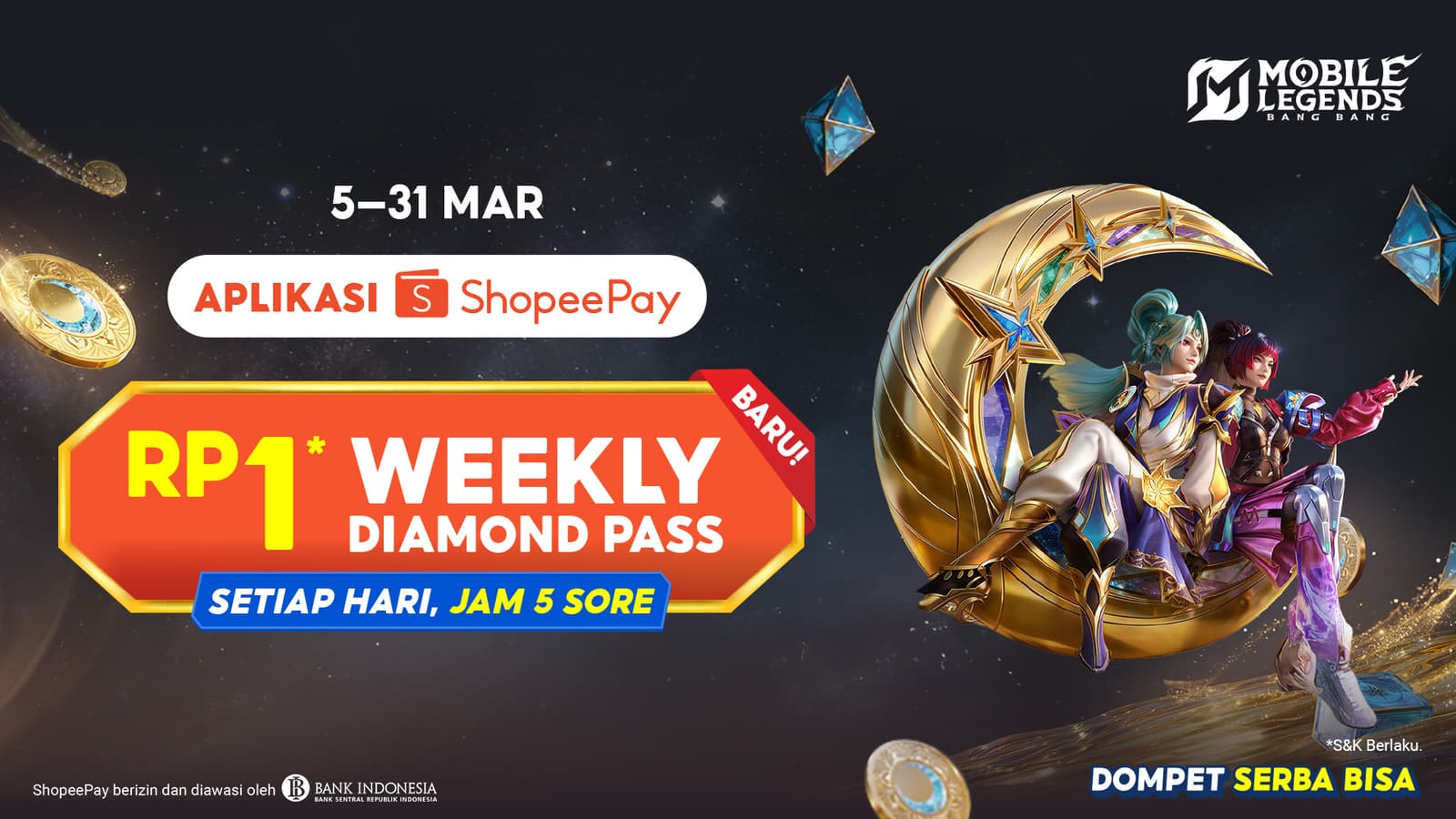 ShopeePay Hadirkan Promo Weekly Diamond Pass MLBB Rp1 untuk Penggemar Esports