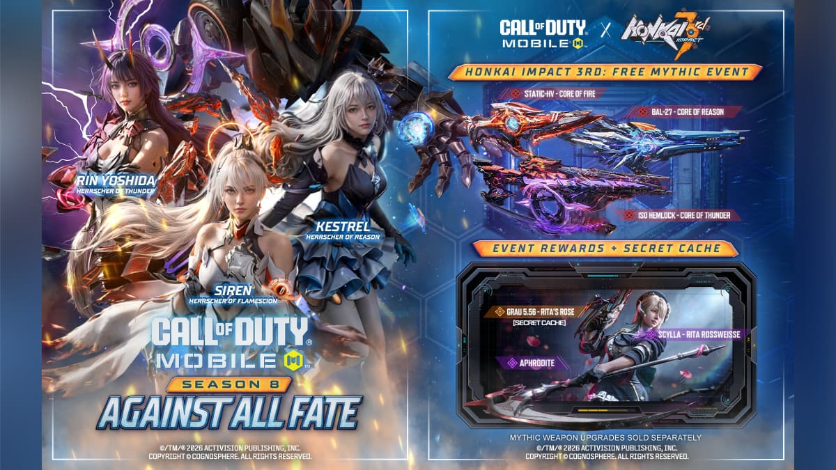 Berbagai senjata bernuansa Honkai Impact 3rd bisa didapatkan selama satu musim baru CODM ini. (FOTO: Garena)