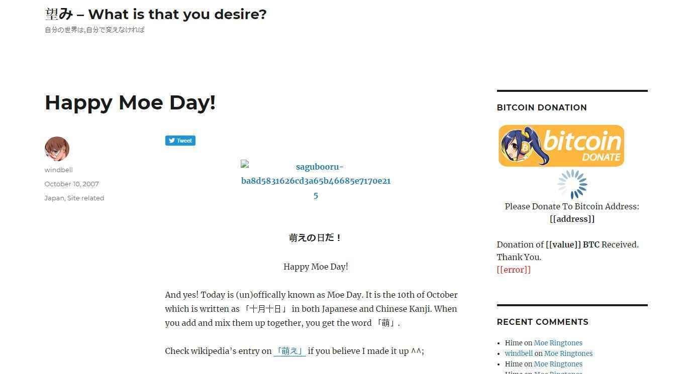 Laman blog yang "menetapkan" Hari Moe Sedunia.