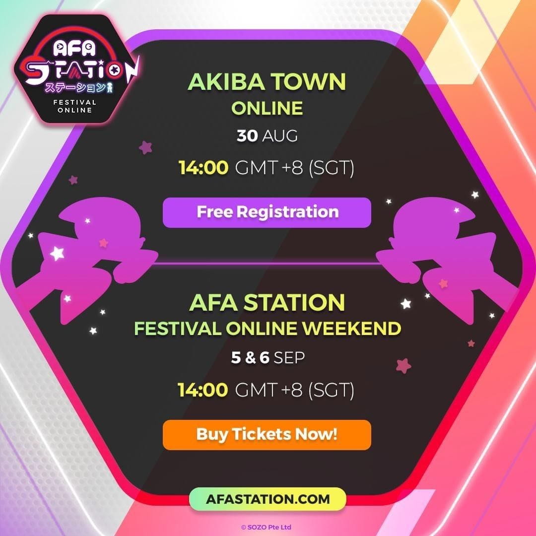 AFA Station Festival Online Week Indonesia AFAID 2020 Guest Star Kiryu Coco Chiharu Hokaze Sora Tokui Teaser Poster Price